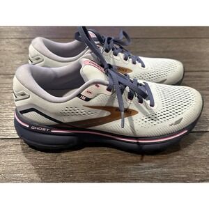 Brooks Ghost 15 Womens Size 8 Spa Blue Neon Pink Athletic Running Shoes Sneakers